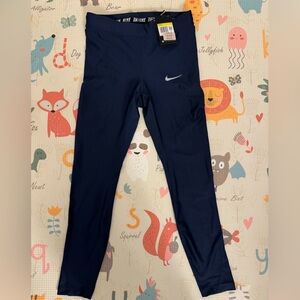 Nike Navy Blue Performance Leggings with side packets size Small